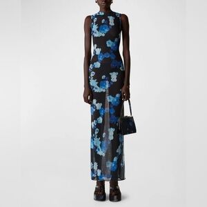 Coperni Blue and Black Floral Maxi Dress